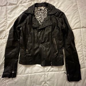 Faux leather jacket with spikes